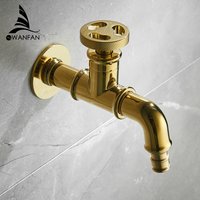 Bibcock Faucet Retro Euro Gold Washing Machine Faucet Toilet Mop Small Faucet Wall Mount Outdoor Garden Tap 20i04R