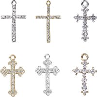 5pcs Rhinestone Cross Pendant Charms For Jewelry Making Supplies DIY Necklace Christ Accessories Crystal Charm Handmade Material