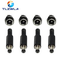 10PCS (5Pairs) 3A 12V 5.5x2.1mm Plastic Male Plugs DC022 DC Power Socket Female Jack Screw Nut Panel Mount Connector 5.5*2.5MM