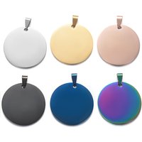 10pcs/Lot 316 Stainless Steel Mirror Polished 25mm 30mm 35mm Round Disc Blank Charm Wholesale OEM Engraved Pendants