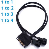 SATA 15Pin to 1 2 3 4 * 3Pin / 4Pin Computer Cooling Fan Splitter Hub Converter Adapter PWM Temperature Power Cable