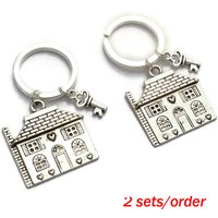 2pcs House Warming Gift, New Home Keychains, First House Keychain, His And Hers House Keys, Students Dorm Key Ring, Realtor Gift
