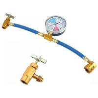 R134A Car Air Conditioning Refrigerant Charging Hose Kit With Pressure Gauge M14 Bottle Opening Adapter Fo Auto Replacement Part