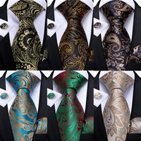 Fashion Paisley Men's Ties Gold Teal Green Black Silk Tie For Men 8cm Business Wedding Accessories Cravat Gift For Men DiBanGu