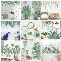 LuanQI Green Leaves Wall Stickers For Home Living Room Decorative Vinyl Wall Decal Tropical Plants DIY Kid Door Murals Wallpaper