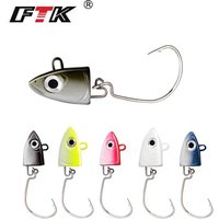 FTK 2pcs/lot 5g 12g 25g crank Jig head hook fishing hook head Jig lure hard bait soft worm jig hook for fishing