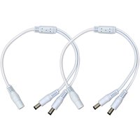 2Pack White 1 female to 2 male Way DC Power Splitter Cable Barrel Plug 5.5x2.1mm for CCTV Cameras LED Light Strip and more