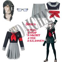 2021New Danganronpa V3 Cosplay Costumes Peko Pekoyama Uniform Jacket Skirt Tie Wigs Costume for Women Anime Cosplay 5pics