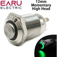 12mm High Round Waterproof Momentary Stainless Steel Metal Push Button Power Switch LED Light Shine Car Horn 3V 5V 12V 24V