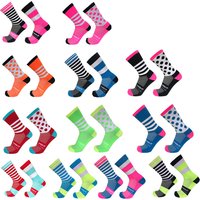 New Stripe Dot Cycling Socks Top Quality Professional Brand Sport Socks Breathable Bicycle Sock Outdoor Racing Running Socks