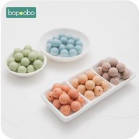 Bopoobo 12/15/20mm 10pc Silicone Beads Food Grade Baby Teething Beads DIY Nursing Bracelet Silicone Tiny Rod DIY Baby Teether