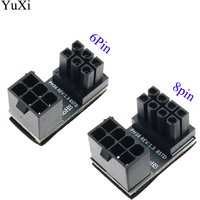 YuXi 90 Degree Right Angle PCI-E 6Pin/8pin GPU Power Female to Male Adapter for Desktop PC Graphics card