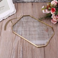 Octagon Floating Hanging Photo Frame Metal Glass Portrait Picture Plant Specimen Display Holder Double Sided Home Decoration