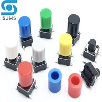 10 Set 6*6*6/6.5/7/8/9/9.5/10/11 mm SMD / DIP-4PIN Tactile Switches Push Button Tact Switch With A56 Color Round Button Cap