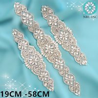 (1PC) Bridal dress belt wedding with silver crystals rhinestone applique sash belts No Ribbon for wedding dress WDD0152-WDD0403