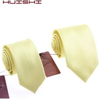 Fashion Neckties Classic Men's Plain Color Wedding Ties Gifts Light Yellow Jacquard Woven 100% Waterproof Solid Neck Tie For Men