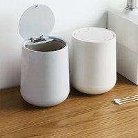 Small Round Plastic Trash Can Wastebasket Garbage Container Bin with Swing Top Lid Garbage Bucket for Bathrooms Kitchens FU