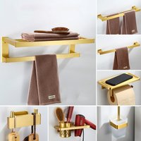 Bathroom Accessories Set Bathroom Tool Sets Brushed Gold Bathroom Shelf Towel Rack Towel Hanger Paper holder Toilet Brush Holder
