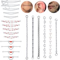 ZS 1 Piece 17-50MM Stainless Steel Nose Stud Chain Ear Helix Cartilage Tragus Piercing Tassel Double Layers Chains Body Jewelry