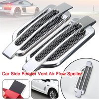 Rhyming 2Pcs Car Side Fender Vent Sticker Air Flow Spoiler Racing Intake Grille Trim Chrome Decorative Automobile Accessories