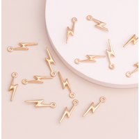 Leslie 40pcs Small Gold Color Lightning Charms Beads for Pendants Necklaces Handmade Bracelets 20x6mm Jewelry Accessories