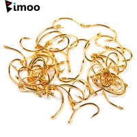 Bimoo 50pcs 100pcs #10 #12 #14 #16 Golden Curved Nymph Fly Tying Hook Scud Shrimp Pupae Larvae Caddis Emerges Trout Fishing Lure