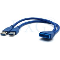 Dual 2 Port USB3.0 USB 3.0 A Male to Motherboard Mainboard 20Pin Cable Adapter 19 Pin USB Extension cable