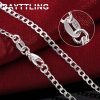 BAYTTLING 2MM 925 Sterling Silver 16/18/20/22/24/26/28/30 Inch Full Sideways Necklace For Woman Man Fashion Glamour Gift Jewelry
