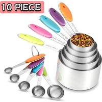 5/10Pcs Stainless Steel Measuring Set Stackable Measuring Cups Measuring Spoons Set For Kitchen Tea Coffee Baking Measuring Tool