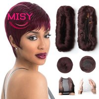 Tissage en lot brésilien 100% naturel bouclé, Extensions de cheveux courts, Style Bob T1B 30 99J, 28 pièces/lot