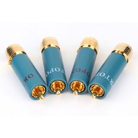 4 pieces of high-altitude wind 24K gold-plated self-locking rca connector without soldering, lotus plug RCA head signal cable