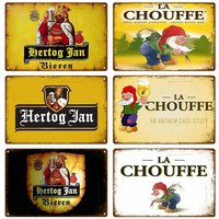 Hertog Jan Retro La Chouffe Metal Sign Tin Sign Whisky Belgium Beer Plaque Metal Wall Decor Vintage Decor Poster Plates Man Cave