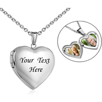 Stainless Steel Heart Locket That Holds Pictures Memory Photo Lockets Custom Text Name Date Necklace