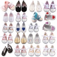 Canvas Cloth 7cm Shoes For 18 Inch American And 43cm New Born Baby Doll Shoes Clothes Accessories For Our generation Girl Dolls