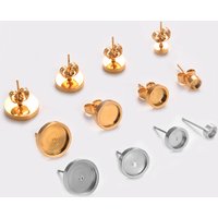 20 Stück 4 mm 6 mm 8 mm 10 mm Edelstahl-Ohrring-Basis-Ohrstecker Ohr-Einstellungen Cabochon-Tablett leer für die Schmuckherstellung