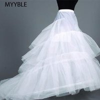 MYYBLE High Quality White Petticoat Train Crinoline Underskirt 3-Layers 2 Hoops For Wedding Dresses Bridal Gowns