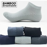 5Pairs/Lot Men's Bamboo Fiber Socks Business Short Breathable Ankle Socks Male Sock High Quality Large Size EU39-48
