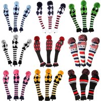 3pcs / Set Knit Long-neck Sock Style Golf Head Covers for Driver & Fairway Woods (1# 3# 5#)