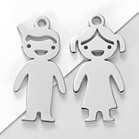 10pcs/Lot Mirror Polish Stainless Steel Boy And Girls Charm for Making Necklace Bracelet Jewelry