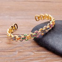 Nidin New Fashion Design Luxury Brand Cuff Bangles Trendy Copper Cubic Zirconia Bracelets For Women Party Birthday Jewelry Gift