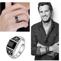 2024 Trendy Men Ring Jewelry Adjustable Finger Accessorie Male Silver 925 Ring Fashion Flower Rectangle Crystal Bijou