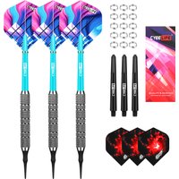 CyeeLife 7/10/12/16/20g Soft Tip Darts Black With PVC Shafts+Metal O Rings+6 Flights+30 Plastic Points,Bar Dart Set