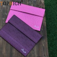 TOPHIGH Customer Design Pink Ostrich Leather Clutch Handbag Fashion Laptop Bag For Women 2025 Macbook Pouch Bag With Wristlet