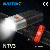 NATFIRE NTV3 Bicycle Light LED Headlight and Rear Taillight for MTB Bike Accessories 5-10 Hours Runtime as a Flashlight Lantern
