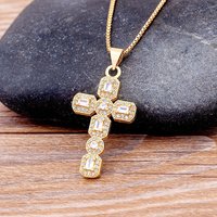 Nidin Top Quality Cubic Zirconia Cross Pendant Choker Chain Necklace Men Women Hip-Hop Jewelry Fashion Party Gift Wholesale