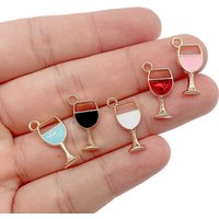 Peixin 20Pcs/Lot Fashion Bracelet Jewelry Making Pendant Accessories Wholesale Black Blue Enamel Red Wine Glass Alloy Charm