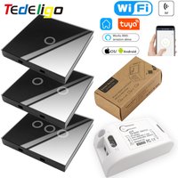 Tuya Smart APP WiFi Touch Wall Switch Light Wireless RF 433Mhz DIY Relay Timer Module Google Home Alexa AC 110V 220V 10A On Off