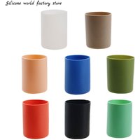 6.5CM Silicone Heat Insulated Cup Sleeve Stripes Non-slip Wraps Protective For Glass Cup Sleeve Water Bottle Kettle Cover
