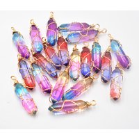 New Fashion crystal colorfull pillar Handmade copper wire pendant for jewelry pendants making 20pcs/lot Wholesale free shipping