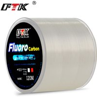 FTK 120M Fishing Line Carbon Fiber Coating Leader Lure 1.88-15.6kg 0.14-0.5mm Wearable Fluorocarbon Line Accessories